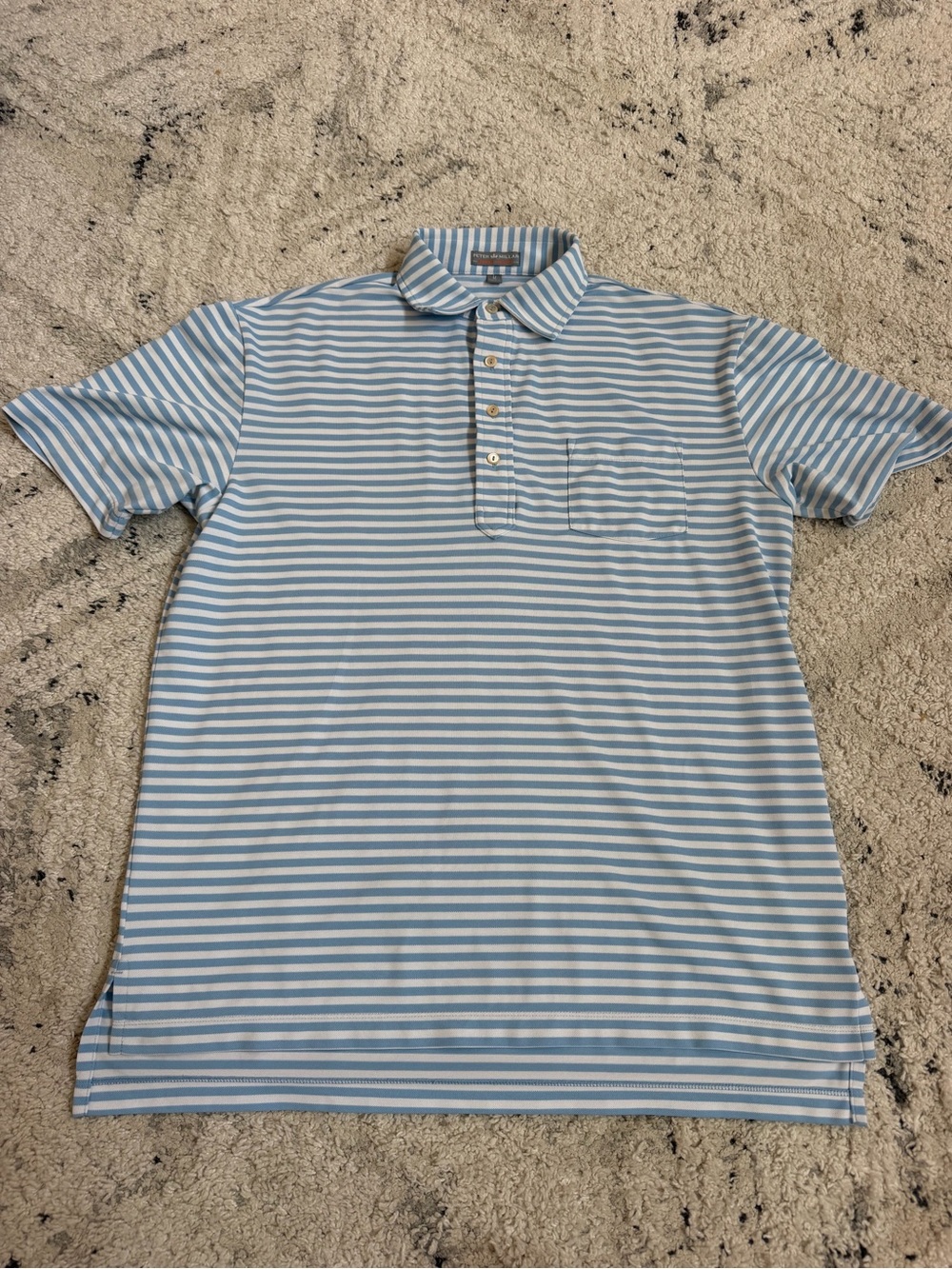 Men's Peter Millar Summer Comfort- Light Blue & White Striped Shirt